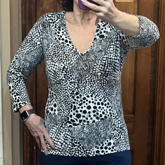 Ruby Rd. Favorites Women's 3/4 Sleeve V Neck‎ Cotton Knit Sz S EUC - Picture 3 of 9